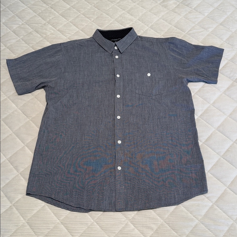 London Fog Gray Casual Button Down Shirt